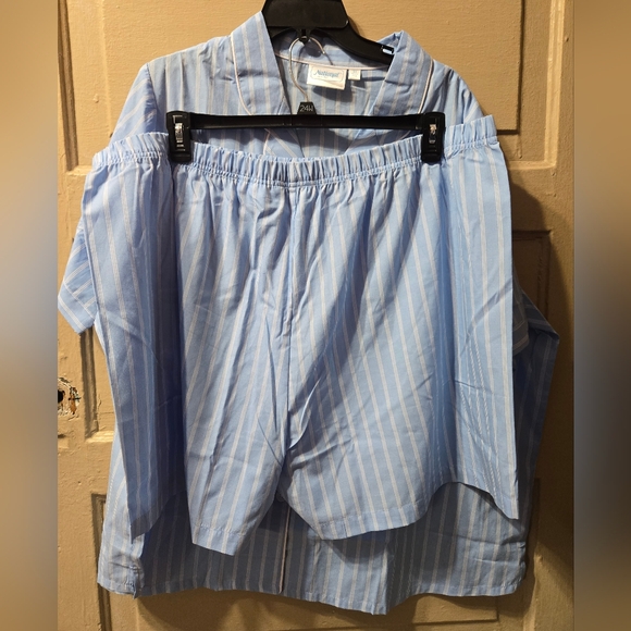 National Blue White Striped Pajama Top & Shorts 2 Piece Set NWT Size: 3X - Picture 2 of 5